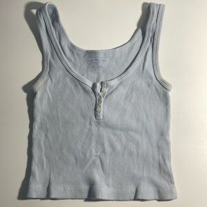 light blue button up cropped tank